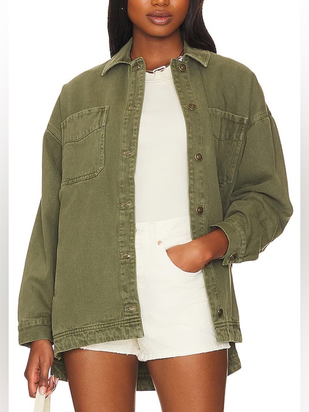 Free People x We The Free Madison City Twill Jacket in Adventurer Green NWOT